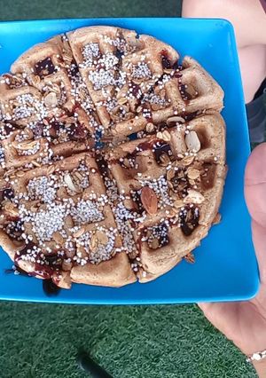 Una foto de Waffles de avena y plátano