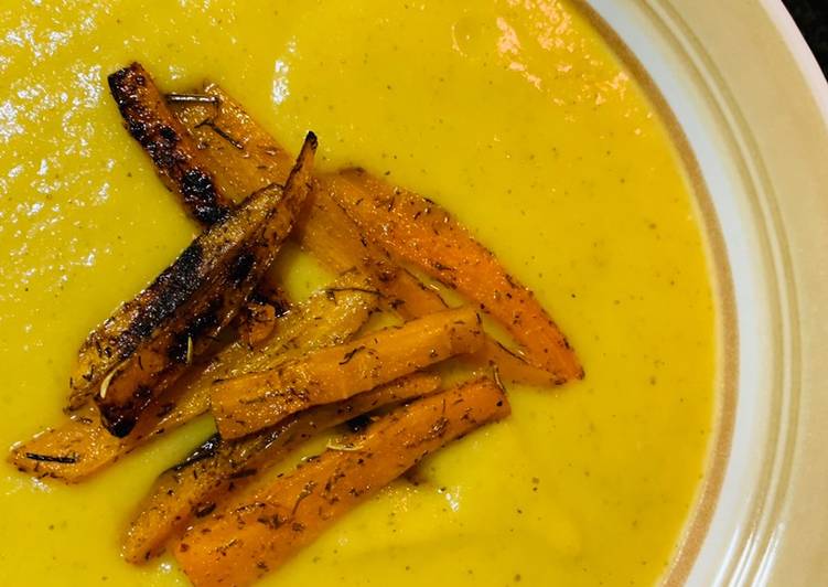 Crema de verduras con zanahoria especiada a la plancha🥕🥕🥕🥕