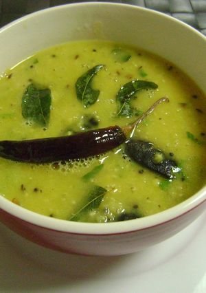 A picture of Masoor Dal with South Indian Tadka.