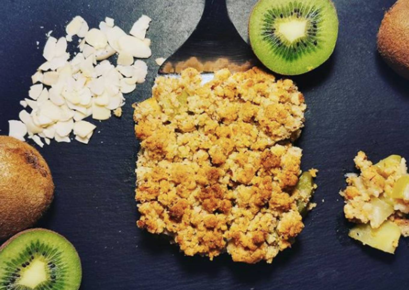 Crumble pomme amande kiwi