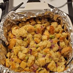 A picture of Grandma's dressing (stuffing).