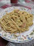15.Espaguetis a la crema de brócoli y avena con bacon