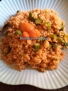 A picture of Okro fried rice.