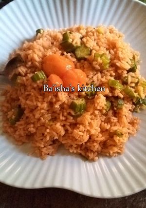 A picture of Okro fried rice.