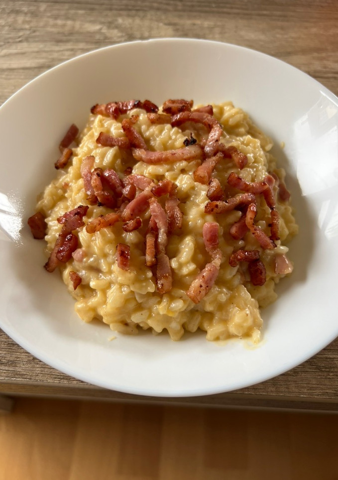 Una foto de Risotto a la carbonara