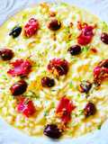Risotto bresaola, olive taggiasche e pecorino di Pienza