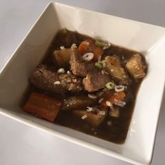 A picture of Hearty beef soup.
