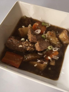 A picture of Hearty beef soup.