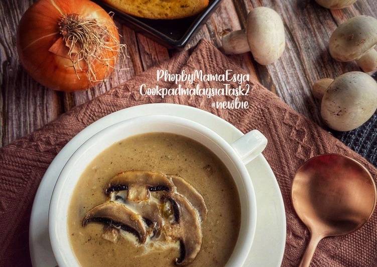 Arahan Memasak Creamy mushroom soup yang Lezat