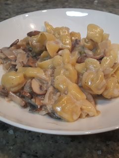 Una foto de Pasta con portobello con nata