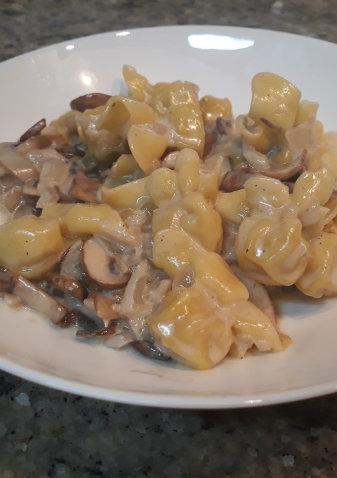 Una foto de Pasta con portobello con nata