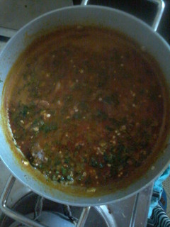 A picture of Ogbono soup with Okra.