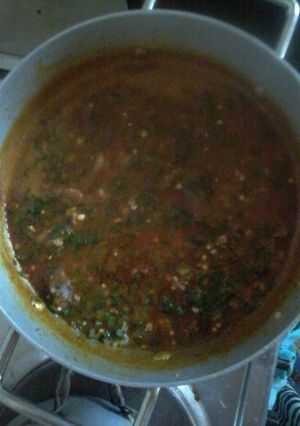 A picture of Ogbono soup with Okra.