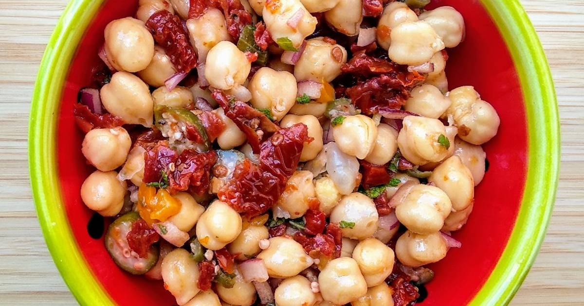 71.🥗Ensalada de garbanzos, tomate seco, hierbabuena y cardamomo Receta