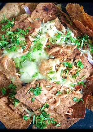 A picture of Healthy loaded nachos.