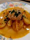 Brótola con patatas a la vasca
