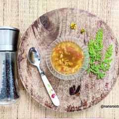 Murungai poo soup (Drumstick flower soup) A picture of Murungai poo soup (Drumstick flower soup).