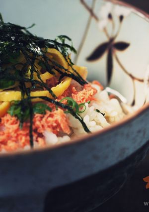 蛋絲鮭魚お茶漬け(茶泡飯)-兩人小餐桌 的食譜成品照片