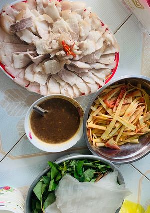 Hình của món Thịt Luộc - Măng Le - Mắm Ruốc.