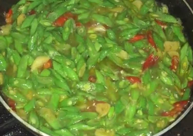 Tumis buncis anti ribet (pedas manis)