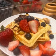 A picture of Homemade waffles.