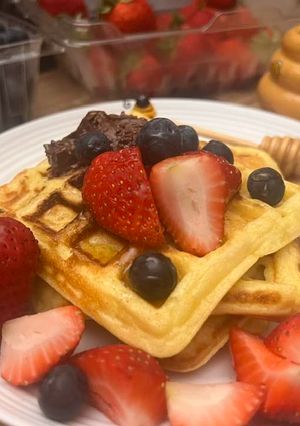 A picture of Homemade waffles.