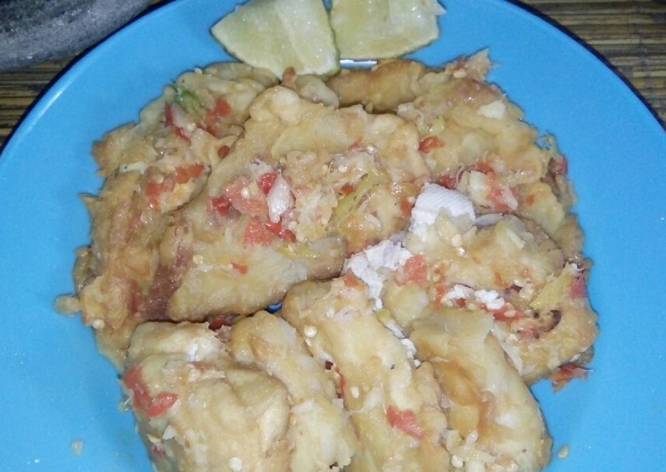 Telur tahu geprek