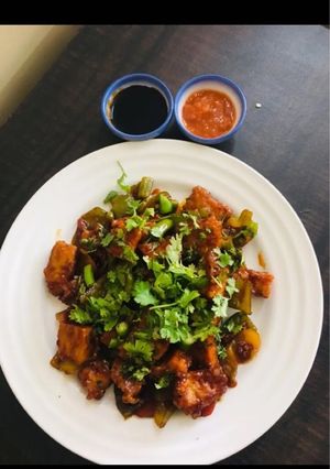 A picture of Paneer chilli dry.