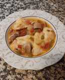 Merluza con pimientos y calamares. Muy fácil