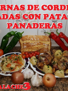 Una foto de Piernas de cordero asadas al horno con patatas panaderas