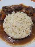 282. Ternera al Strogonoff con vino tinto y arroz blanco