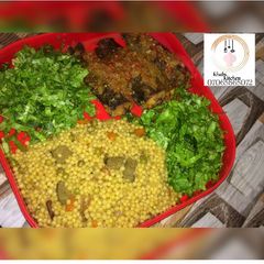 A picture of Hamsa/ma hamsa/sim/pasta jallof with pepper fish and salad recipe by khabs kitchen.