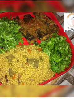 A picture of Hamsa/ma hamsa/sim/pasta jallof with pepper fish and salad recipe by khabs kitchen.