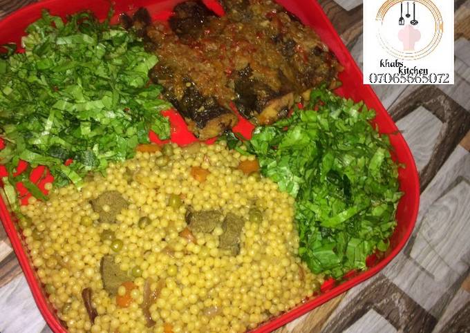 Step-by-Step Guide to Prepare Any-night-of-the-week Hamsa/ma hamsa/sim/pasta jallof with pepper fish and salad recipe by khabs kitchen