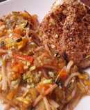 Guiso de calabacines con fideos