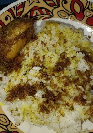 Foto resep Ayam Goreng Lengkuas + Nasi Daun Jeruk