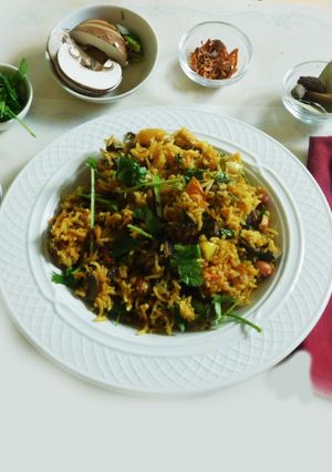 A picture of Mushroom Biriyani.