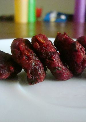 A picture of Beetroot Potato Fritters.