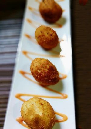 A picture of Moong,Yam and Carrot Croquettes.