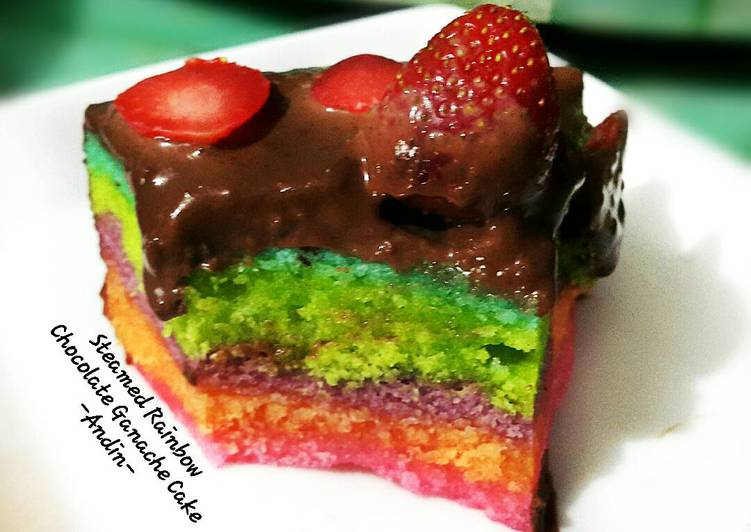 Steamed Rainbow Chocolate Ganache Cake