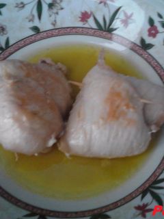 Una foto de Rollitos de pollo con Cabrales a la Sidra