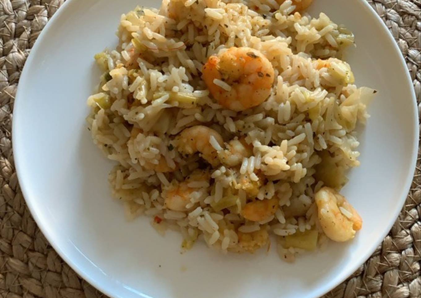 Riz aux crevettes et poireaux au Cookeo