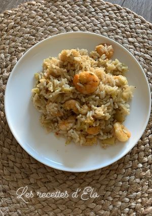 Une photo de Riz aux crevettes et poireaux au Cookeo