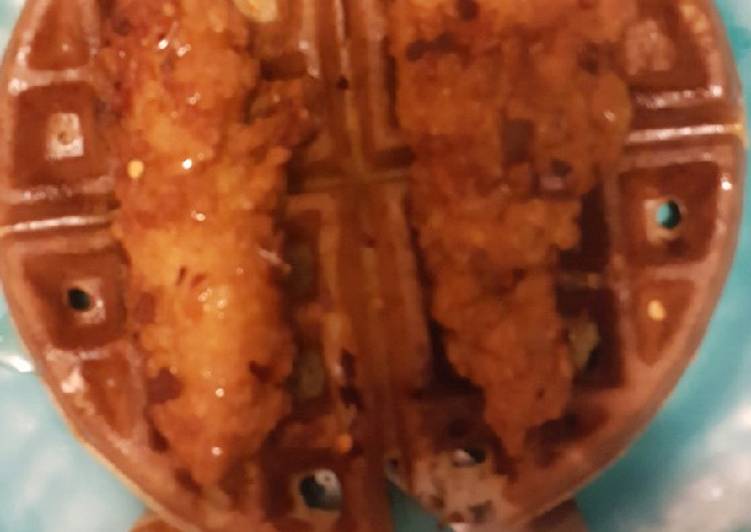 Steps to Prepare Homemade Chicken and waffles with red chili flake and honey