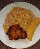 Pasta de leche con salchichas