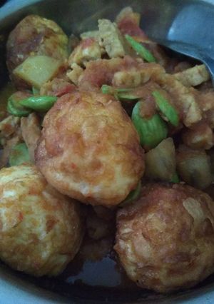 Foto resep Telor tempe kentang sambal udang pete