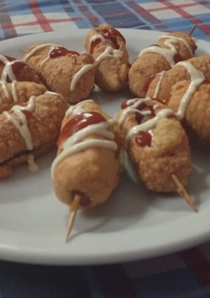 Una foto de Salchipinchos (le dice mi nene) o Hot dog coreanos