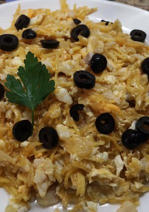 Una foto de Bacalao Dorado o Bacalhau à Brás
