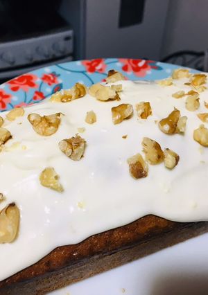 Una foto de Budín de zanahorias tipo carrot cake