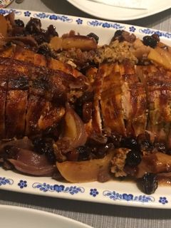 Baconba tekert pulykamell borban recept fotója